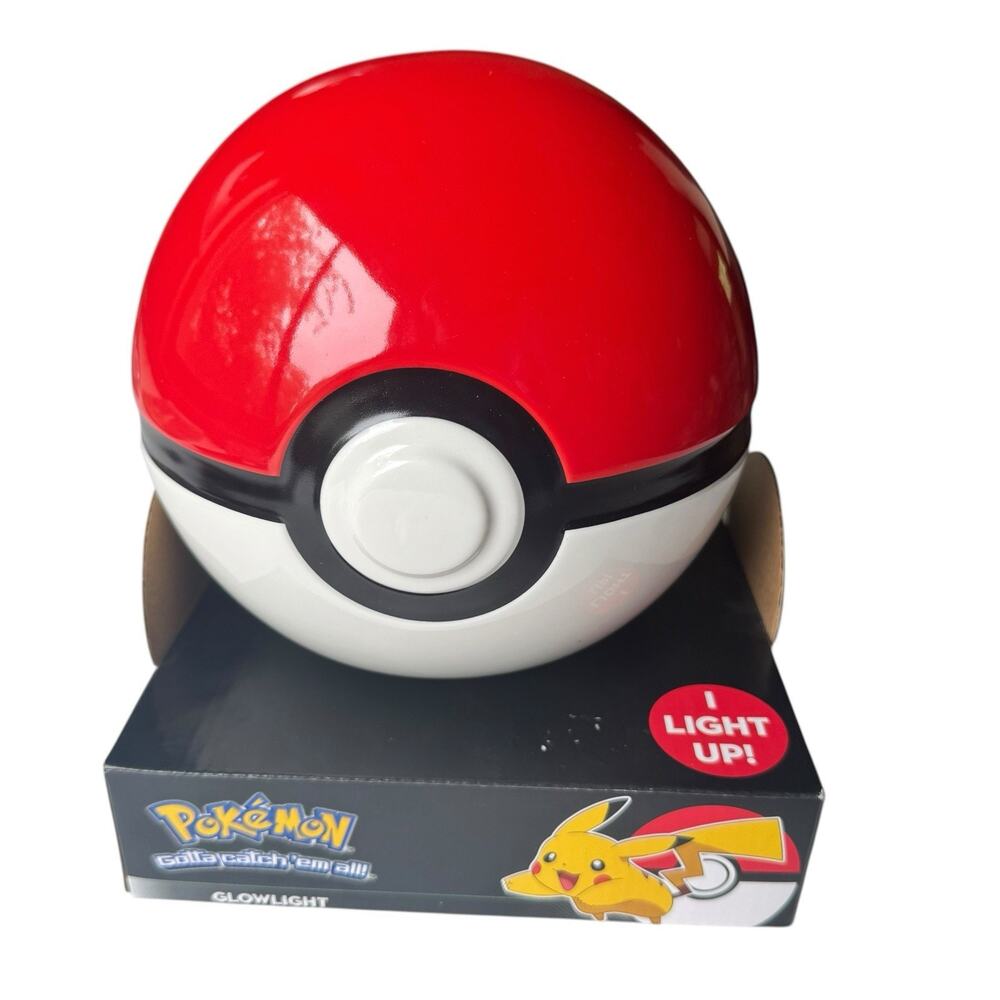 Pokémon Light-Up Poké Ball Glow Light Lamp Red White Black Pikachu Bedroom Desk